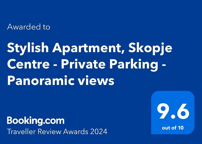 Stylish Apartment, Skopje Centre - Private Parking - Panoramic Views